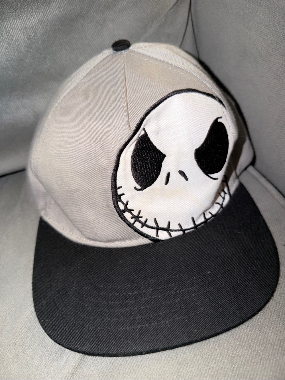 Nightmare before Christmas Black Skull Embroidered Snapback Hat